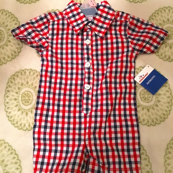 NWT Let's Celebrate Baby Boy Patriotic Summer Romper Size 0-3 Months - Picture 1 of 3